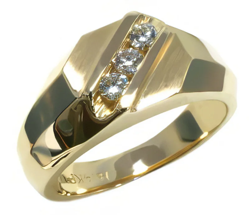 modern platinum engagement rings for women-14K Yellow Gold Mens Diamond Wedding Band HB14904DI