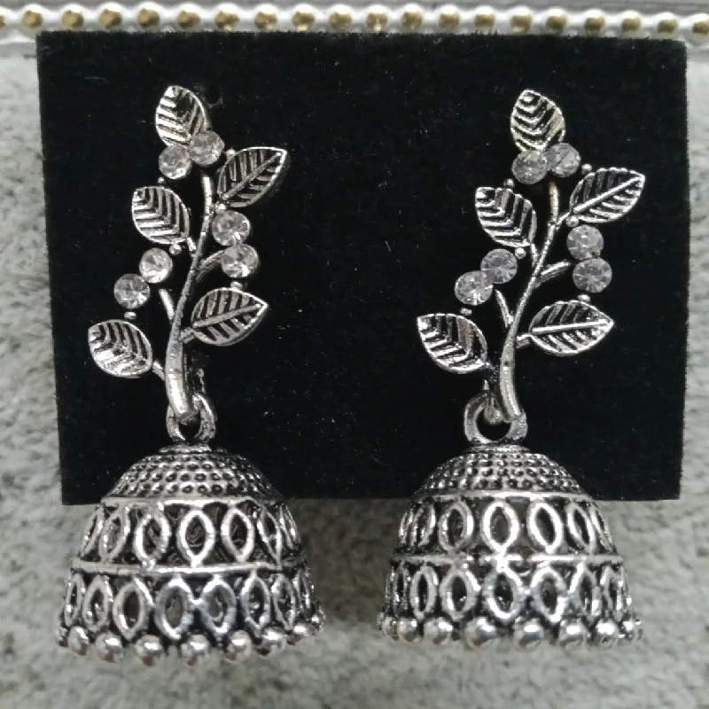 butterfly earrings for women-Tahura Oxidised Plated Jhumki Earrings