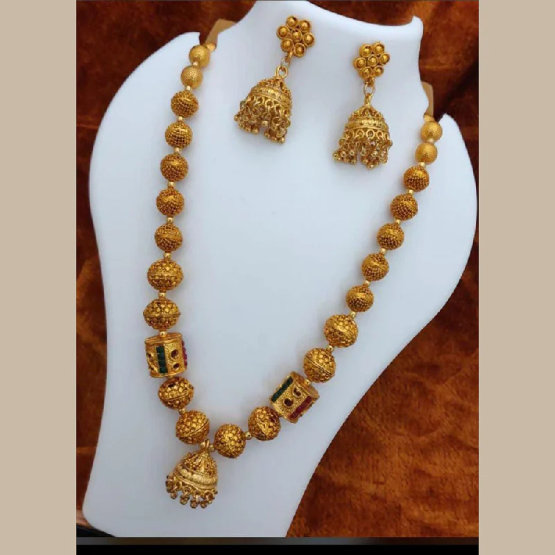 romantic necklaces for women-India Art Gold Plated Necklace Set