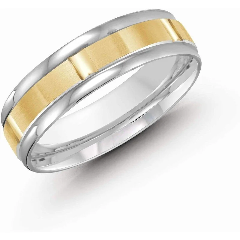 affordable engagement rings for women-Two-Tone Wedding Band