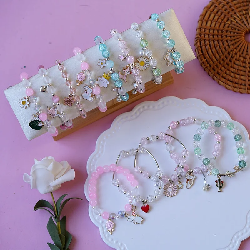 crystal bracelets for women-Cartoon Style Bear Unicorn Crown Beaded Alloy Plating Kid's Bracelets