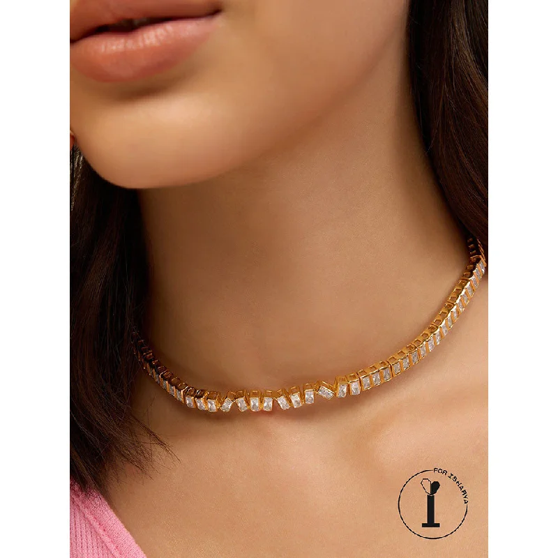 lockets with pictures for women-Isharya Abstract Infinity Choker Necklace In 18Kt Gold Plated