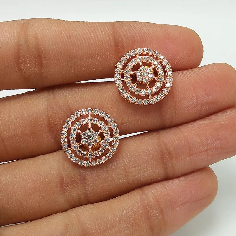 high-quality earrings for women-Pooja Bangles Rose Gold Plated Stud Earrings