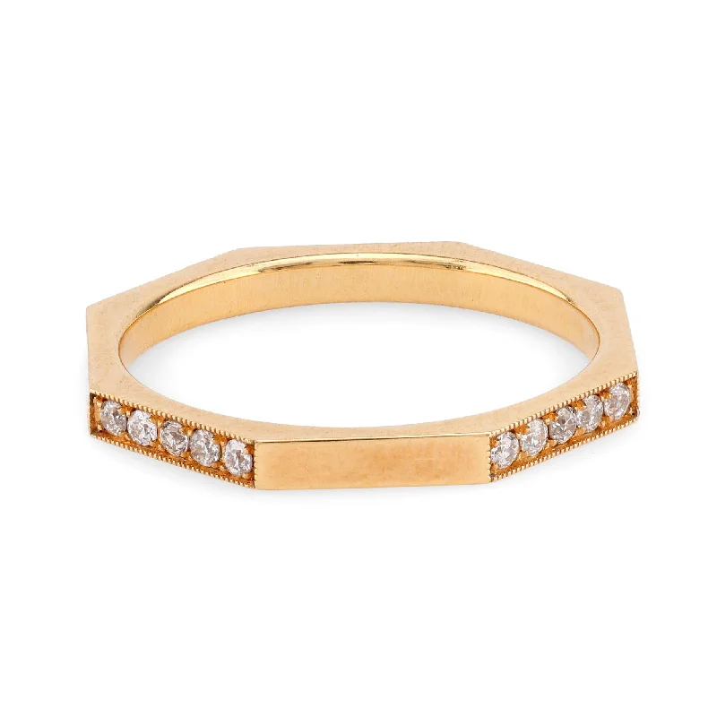 luxury wedding rings for women-Modern Diamond 18K Yellow Gold Eternity Ring