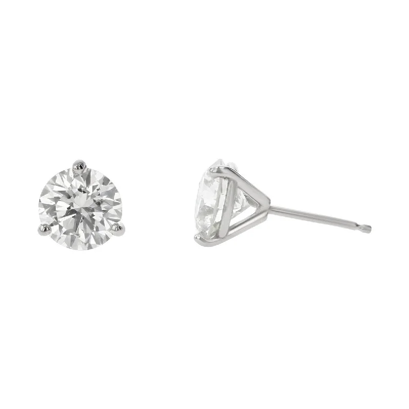 pearl earrings for women-1.27ct Fire & Ice Round Brilliant Diamonds and F&I 3 Prong Stud Earrings in 18K White Gold