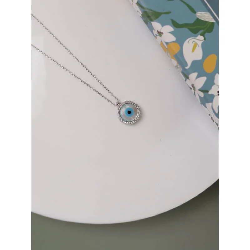 infinity symbol necklaces for women-Curio Cottage Pure Silver Disc Evil Eye Necklace