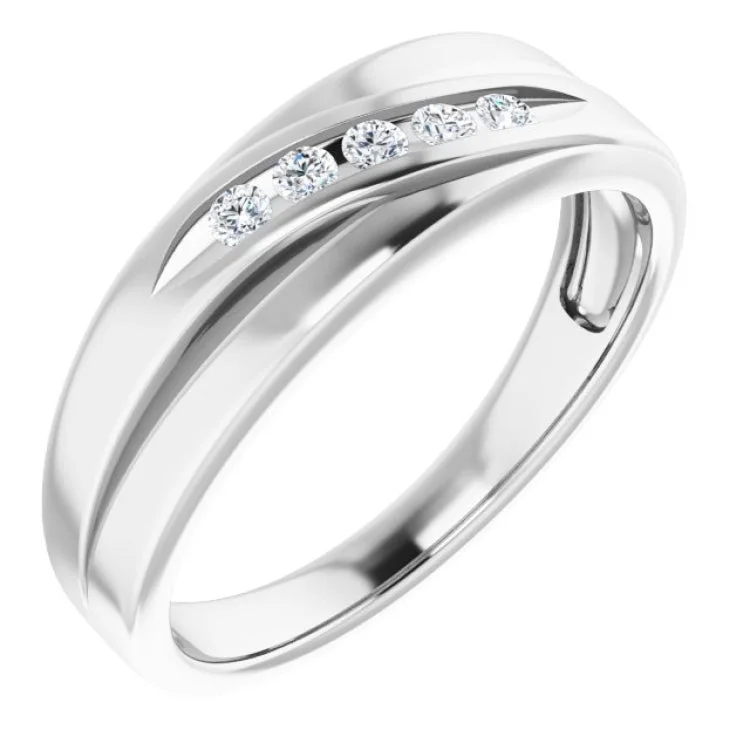 bridal engagement rings for women-Platinum 2 mm Round 1/6 CTW Natural Diamond Wedding Band