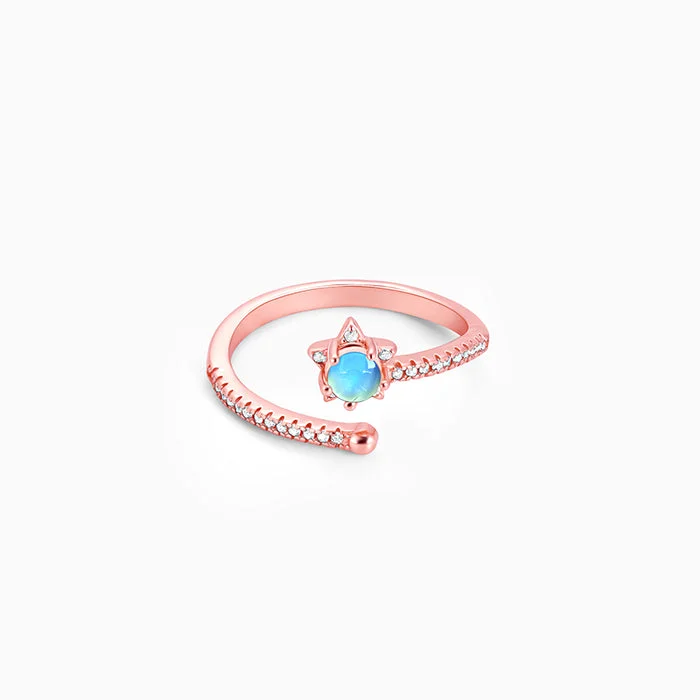 bridal rings for women-Rose Gold Aquatic Ring