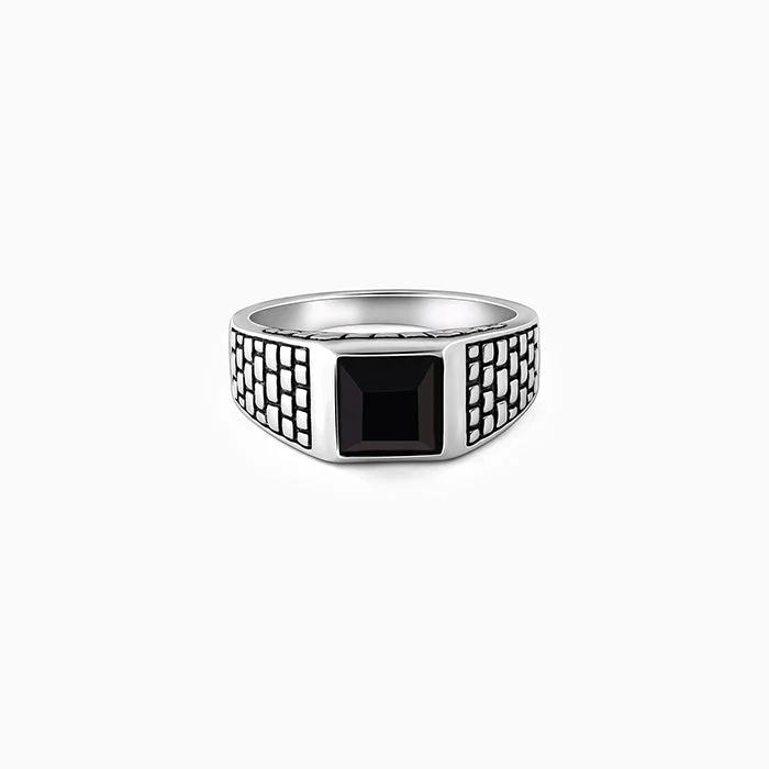 birthstone rings for women-Silver Versatile Square Ring For Him