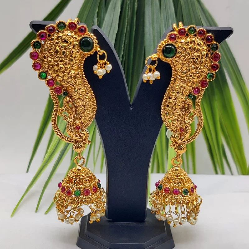 rainbow earrings for women-Manisha Jewellery Gold Plated Pota Stone Jhumki Earrings