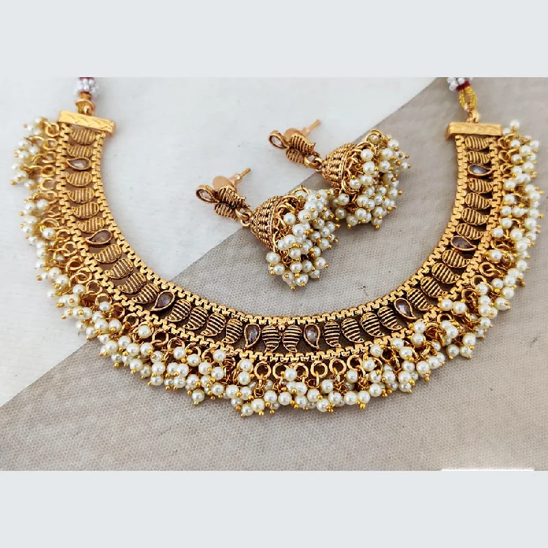 twisted necklaces for women-Rani Sati Jewels Gold Plated Pearl Necklace Set