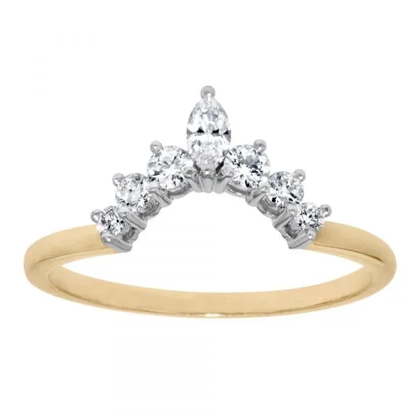 side stone engagement rings for women-Wedding band with marquise half halo