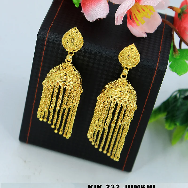 gemstone earrings for women-Mahavir Gold Plated Jhumki Earrings