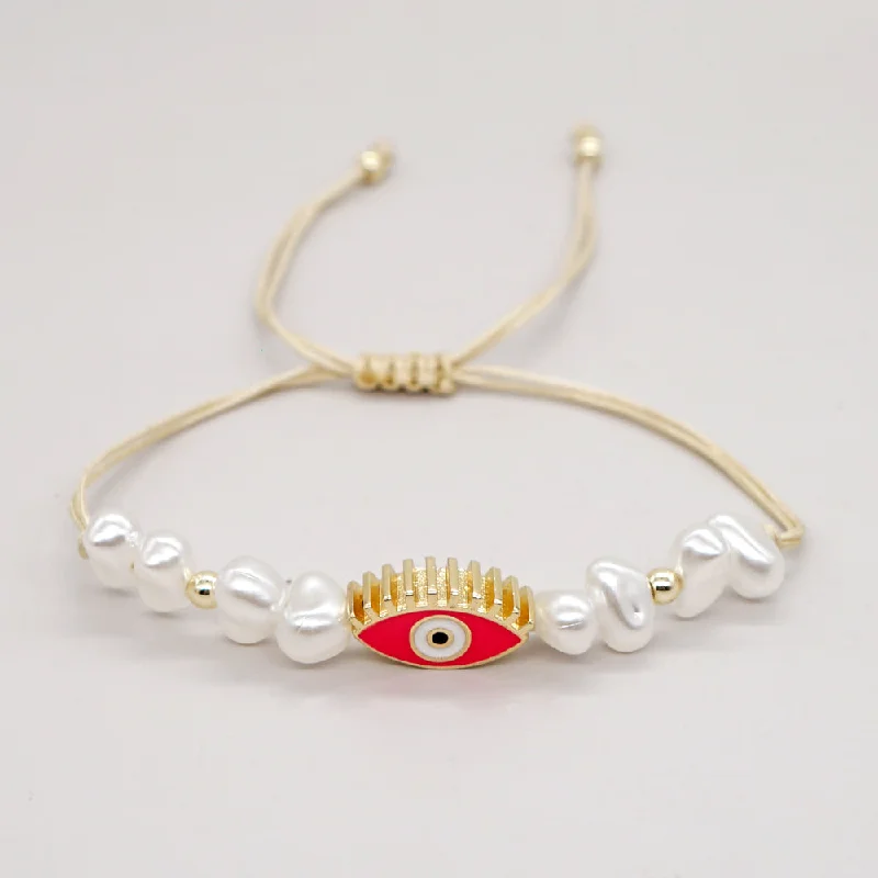 charm bracelets for women-1 Piece Ethnic Style Eye Imitation Pearl Alloy Beaded Unisex Bracelets