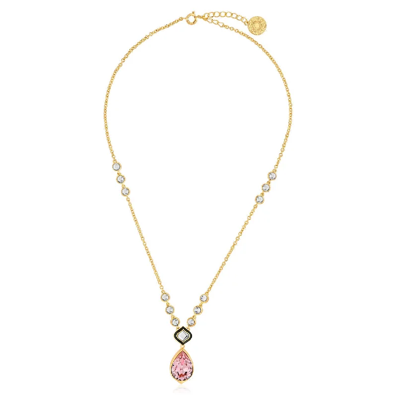 multi-layered necklaces for women-Amina Pink Crystal Necklace