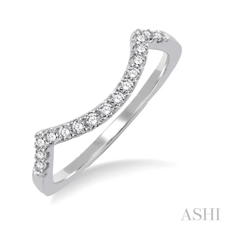 romantic rings for women-1/5 Ctw Round Cut Diamond Wedding Band in 14K White Gold