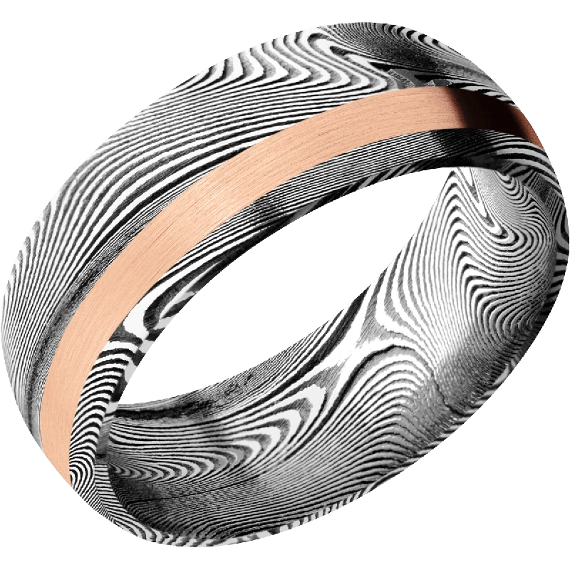 rose cut engagement rings for women-Damascus Wedding Band With Satin & Acid Finish