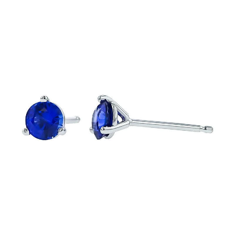 birthstone earrings for women-18K White Gold Sapphire Stud Earrings