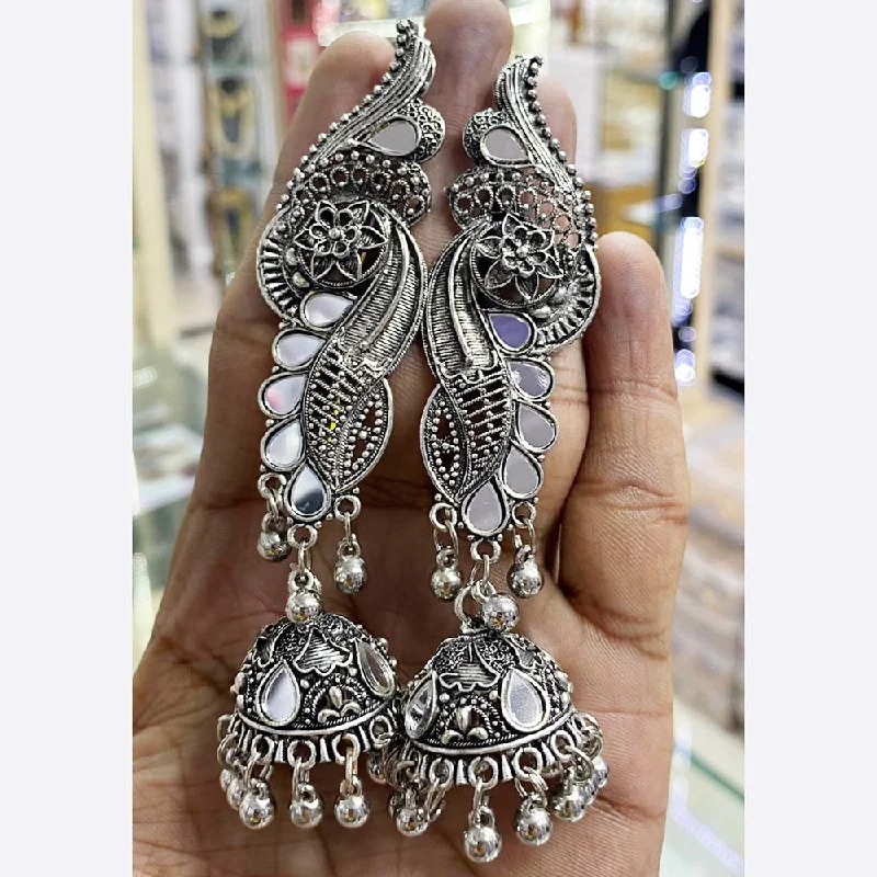 everyday earrings for women-Manisha Jewellery Silver Plated Mirror Jhumki Earrings