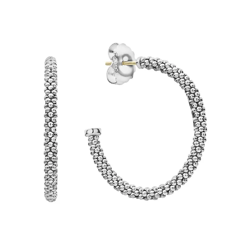 pearl drop earrings for women-Signature Caviar Hoop Earrings