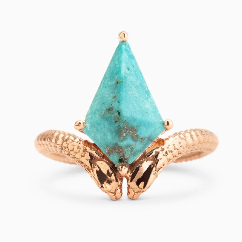 adjustable gemstone rings for women-Turquoise Double Nagini