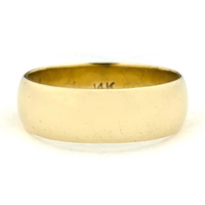 bespoke engagement rings for women-7.9mm Wide Half Round Wedding Band in 14K Yellow Gold