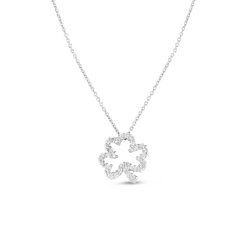 bridal necklaces for women-18K Gold and Diamond Open Clover Necklace