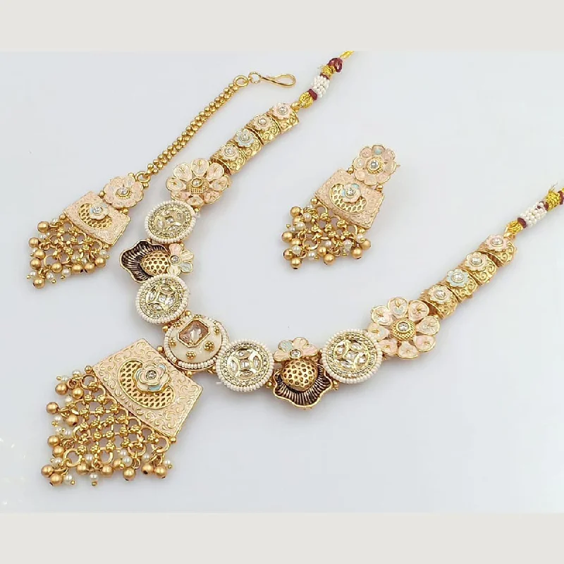 simple gold necklaces for women-Manisha Jewellery Gold Plated Necklace Set