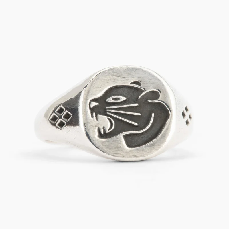 romantic rings for women-Panther Signet