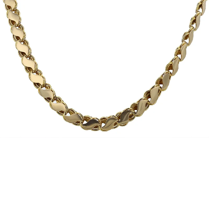 engraved necklaces for women-14K Yellow Gold Flat Double Link 27-Inch Chain Necklace