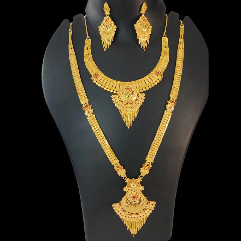 celestial necklaces for women-Pari Art Jewellery Forming Gold Double Necklace Set