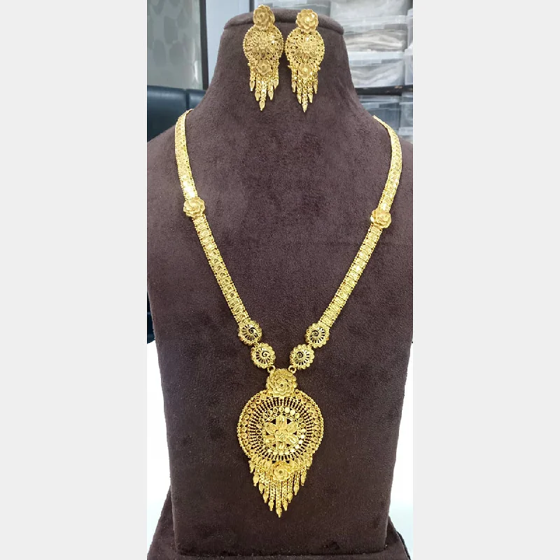 chunky necklaces for women-Sunrise Gold  Forming  Long Necklace Set