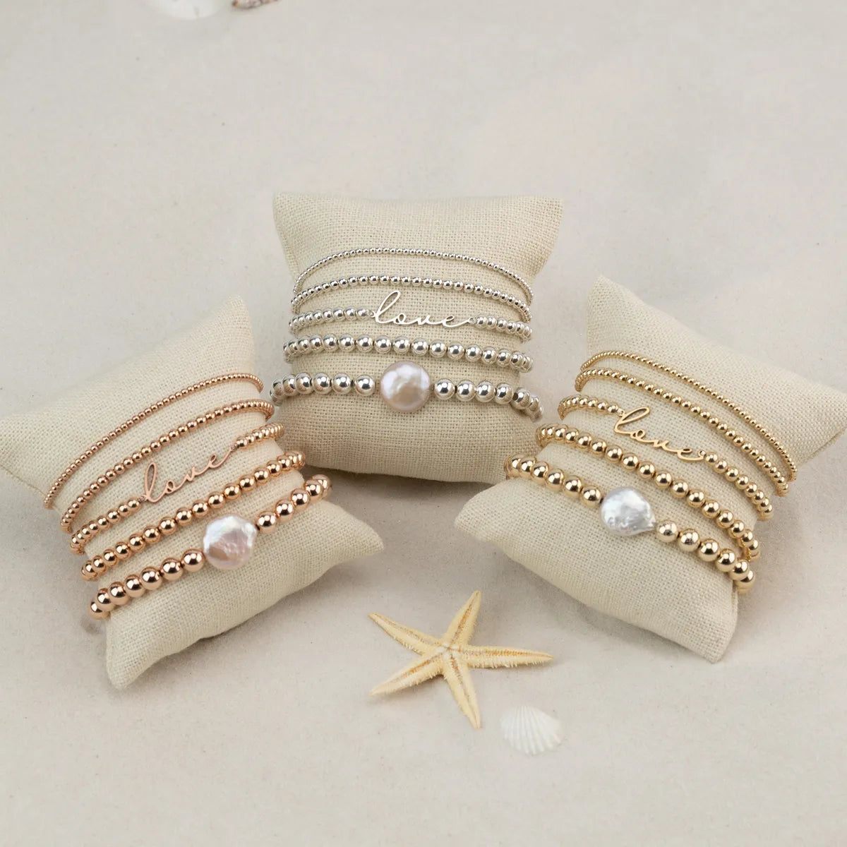 rhinestone charm bracelets for women-Ethnic Style Bohemian Love Freshwater Pearl Copper Beaded Plating 14k Gold Plated Rose Gold Plated Silver Plated Bracelets