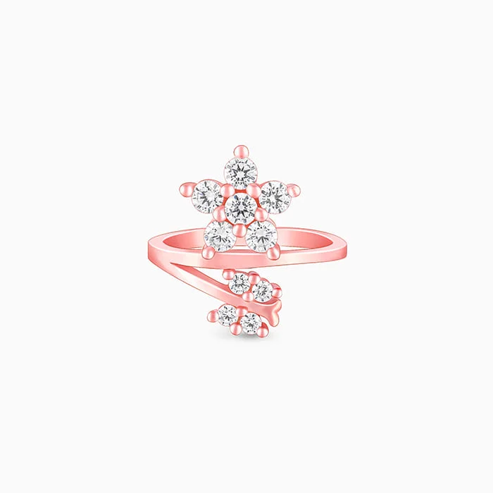 sapphire rings for women-Rose Gold Butterfly Flower Ring