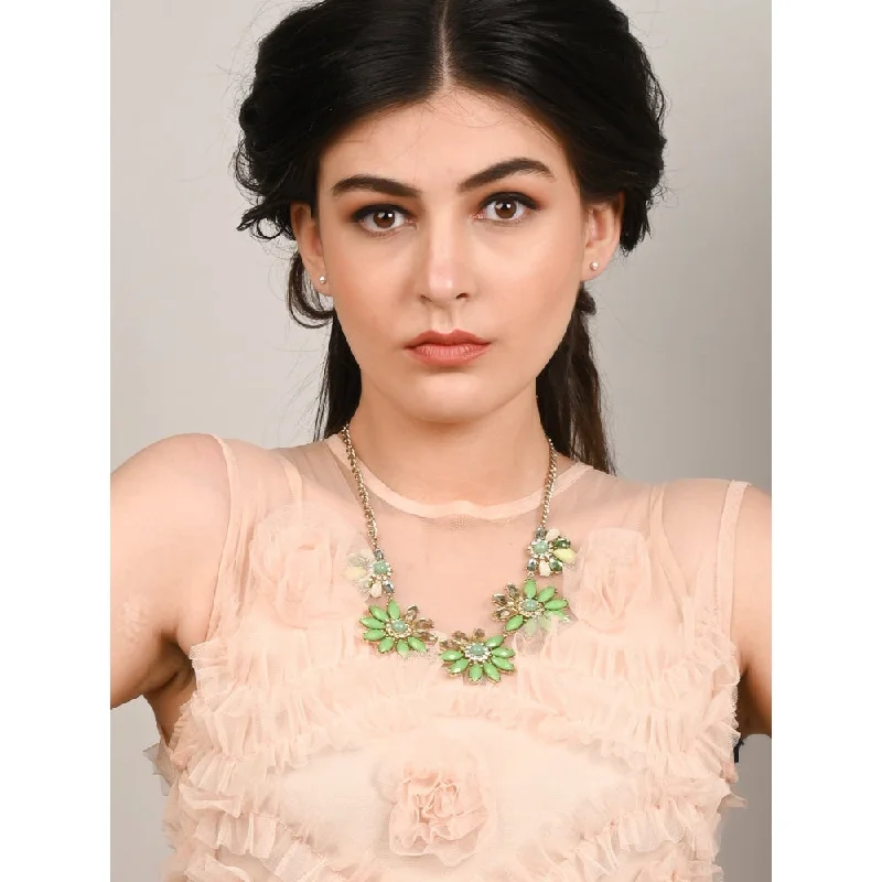 twisted necklaces for women-Odette Parakeet Green Floral Necklace