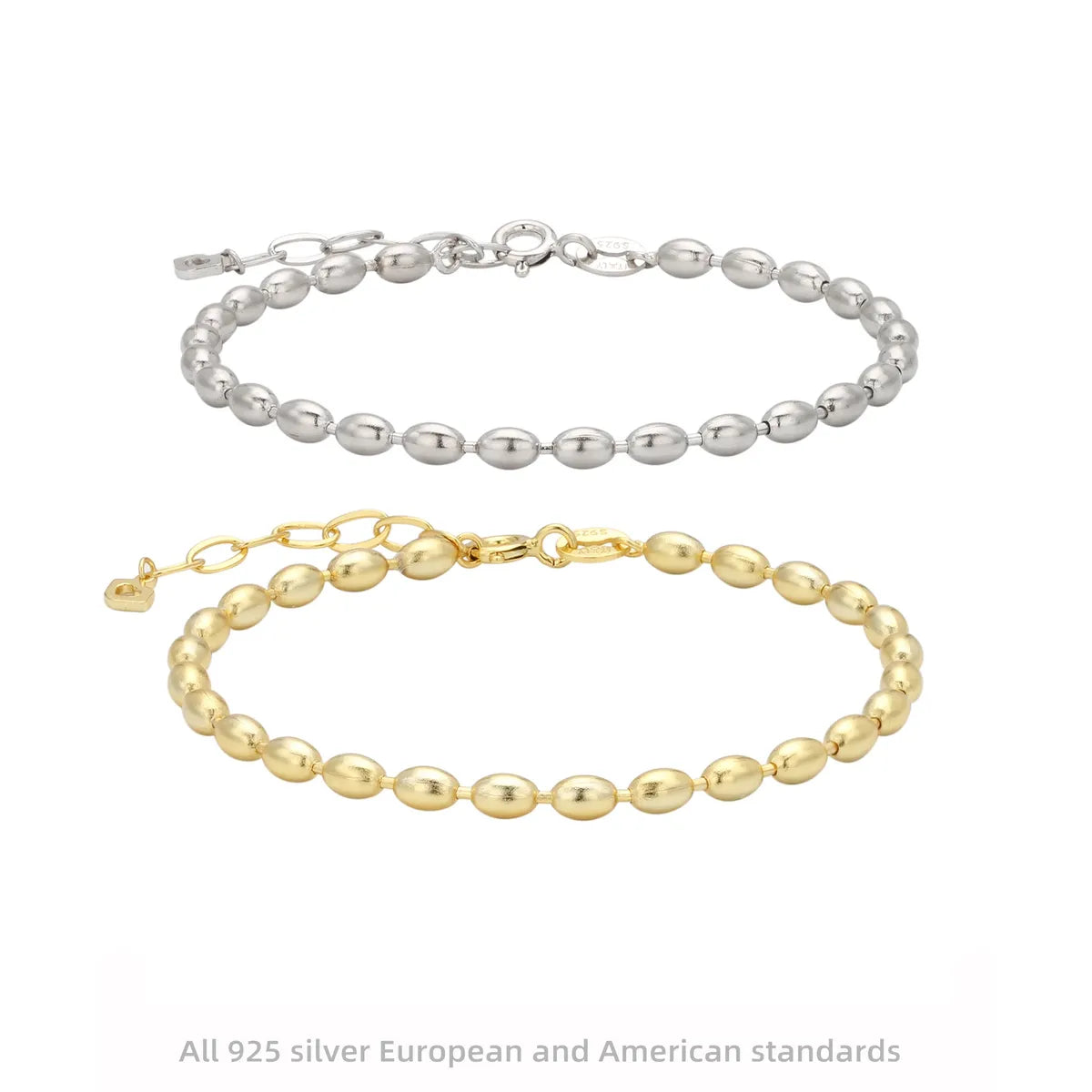 pearl bracelets for women-Simple Style Solid Color Sterling Silver Plating Gold Plated Bracelets