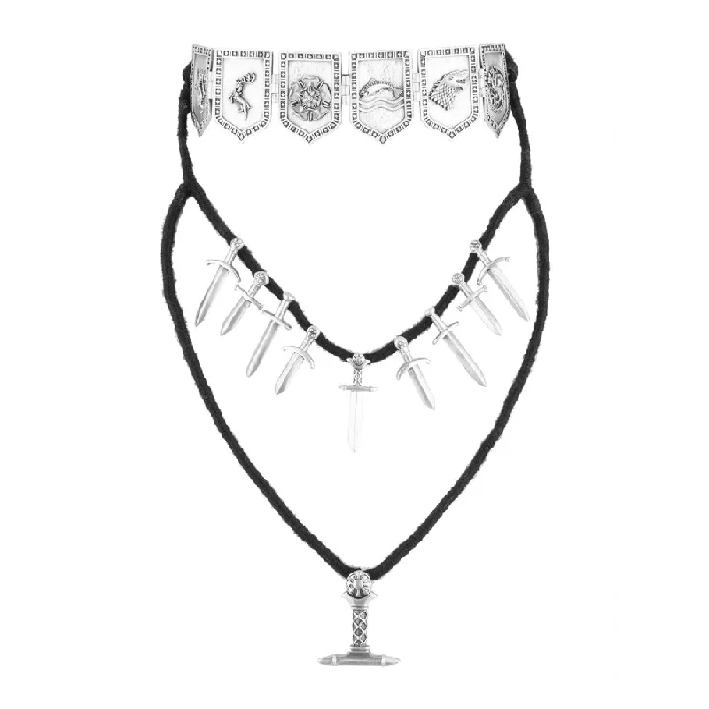 fashion necklaces for women-Masaba The Tale Of Seven Kingdoms Layered Silver Necklace