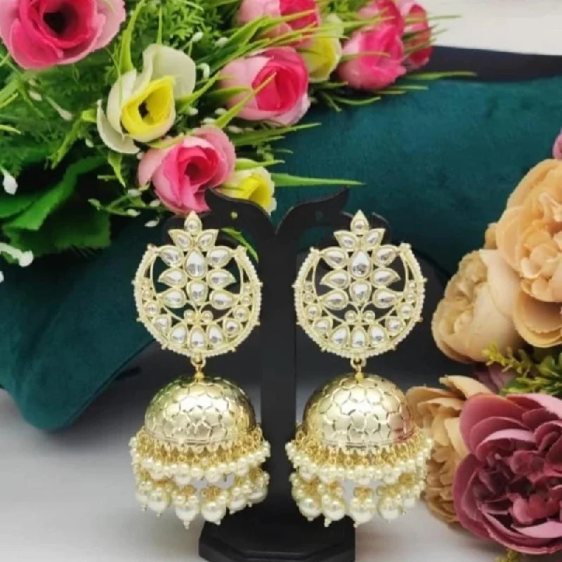 statement gemstone earrings for women-Lucentarts Jewellery Gold Plated Jhumki Earrings