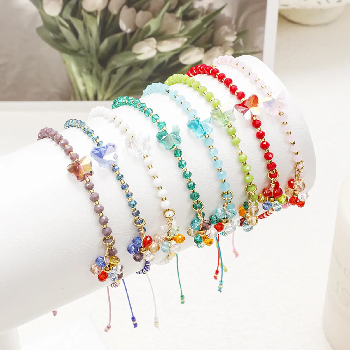 stackable bangle sets for women-Simple Style Classic Style Butterfly Artificial Crystal Beaded Women's Drawstring Bracelets