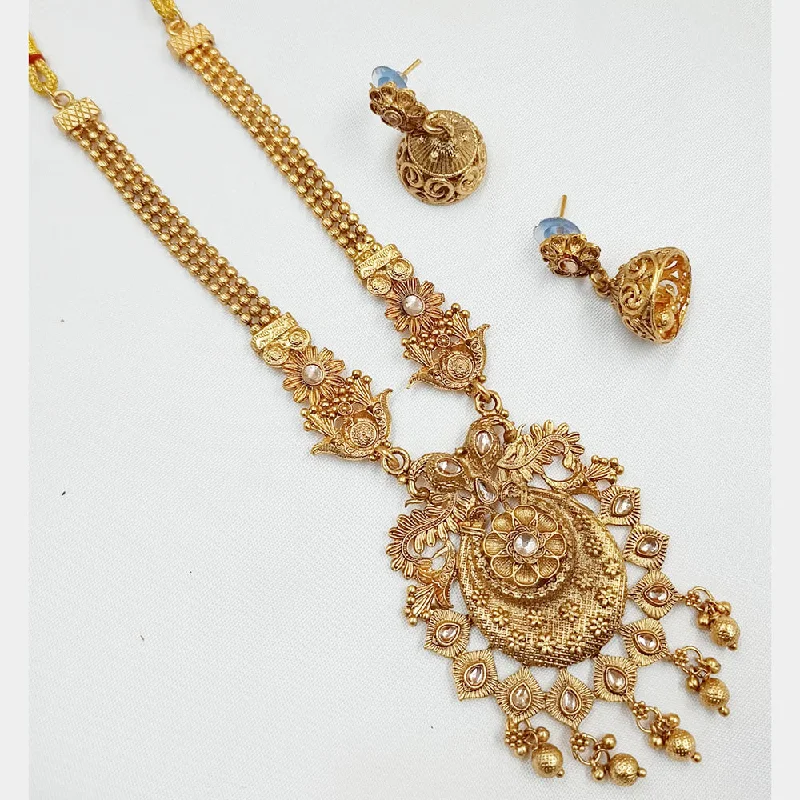 chunky gold necklaces for women-Padmawati Bangles Gold Plated Pota Stone Necklace Set