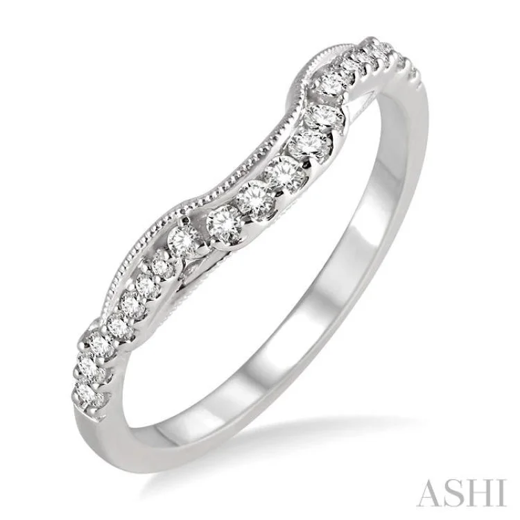 platinum engagement rings for women-1/6 Ctw Round Cut Diamond Wedding Band in 14K White Gold