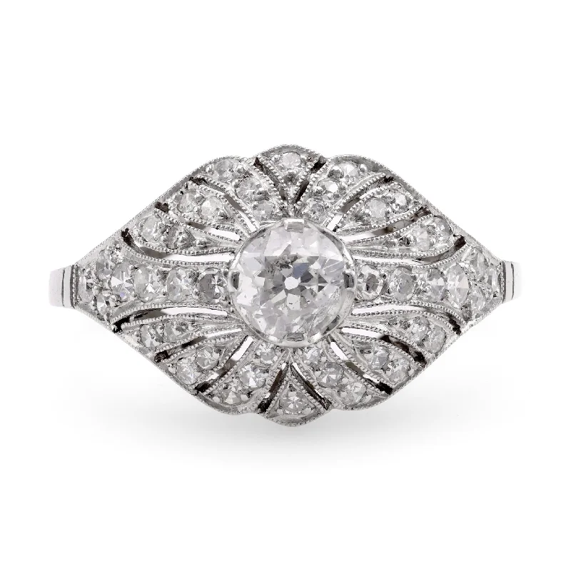 vintage rings for women-Art Deco Inspired .41 Carat Diamond Platinum Ring