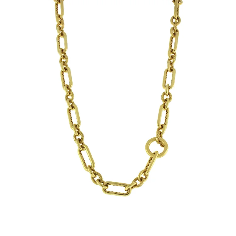 adjustable gold necklaces for women-18-Inch 18K Yellow Gold Link Toggle Necklace