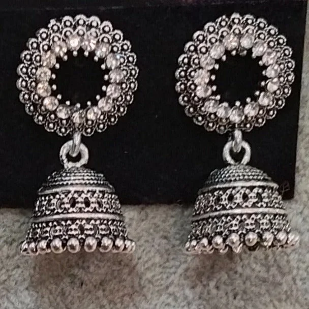 moonstone earrings for women-Tahura Oxidised Plated Jhumki Earrings