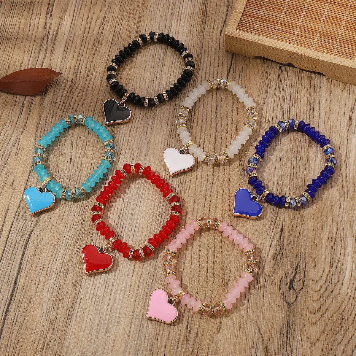 fashion bangles for women-Vacation Bohemian Heart Shape Artificial Crystal Beaded Women's Bracelets