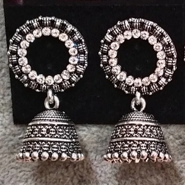 pearl drop earrings for women-Tahura Oxidised Plated Jhumki Earrings