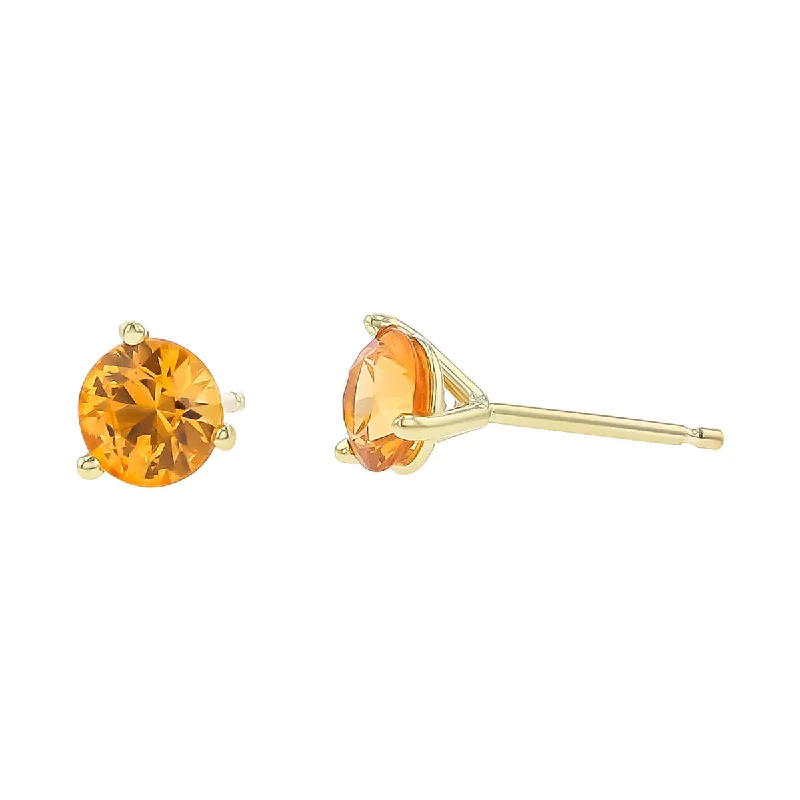 minimalist earrings for women-14K Yellow Gold Spessartite Garnet Stud Earrings