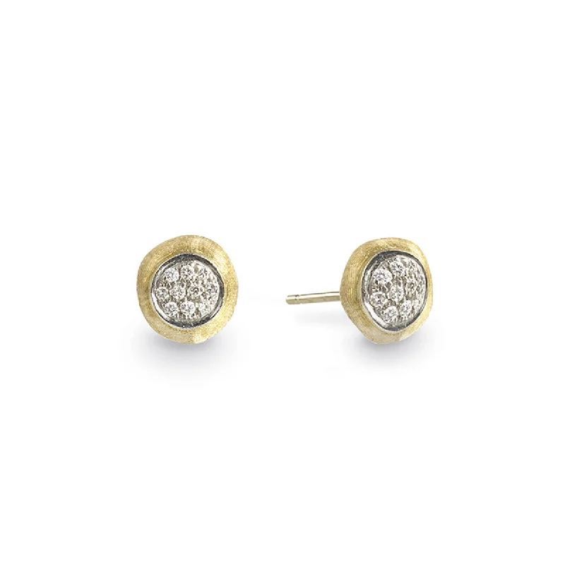 glamorous earrings for women-18K Yellow and White Gold Diamond Stud Earrings