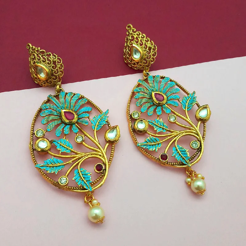 vintage earrings for women-Amina Creation Gold Plated Dangler Earrings