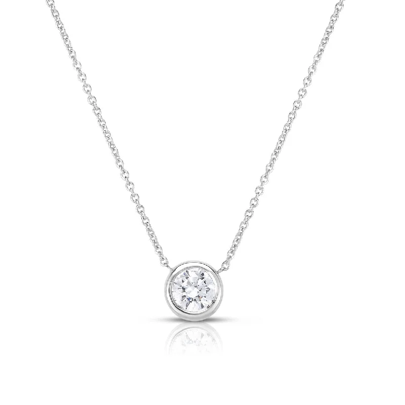 modern necklaces for women-18K Bezel Set Diamonds Solitaire Necklace